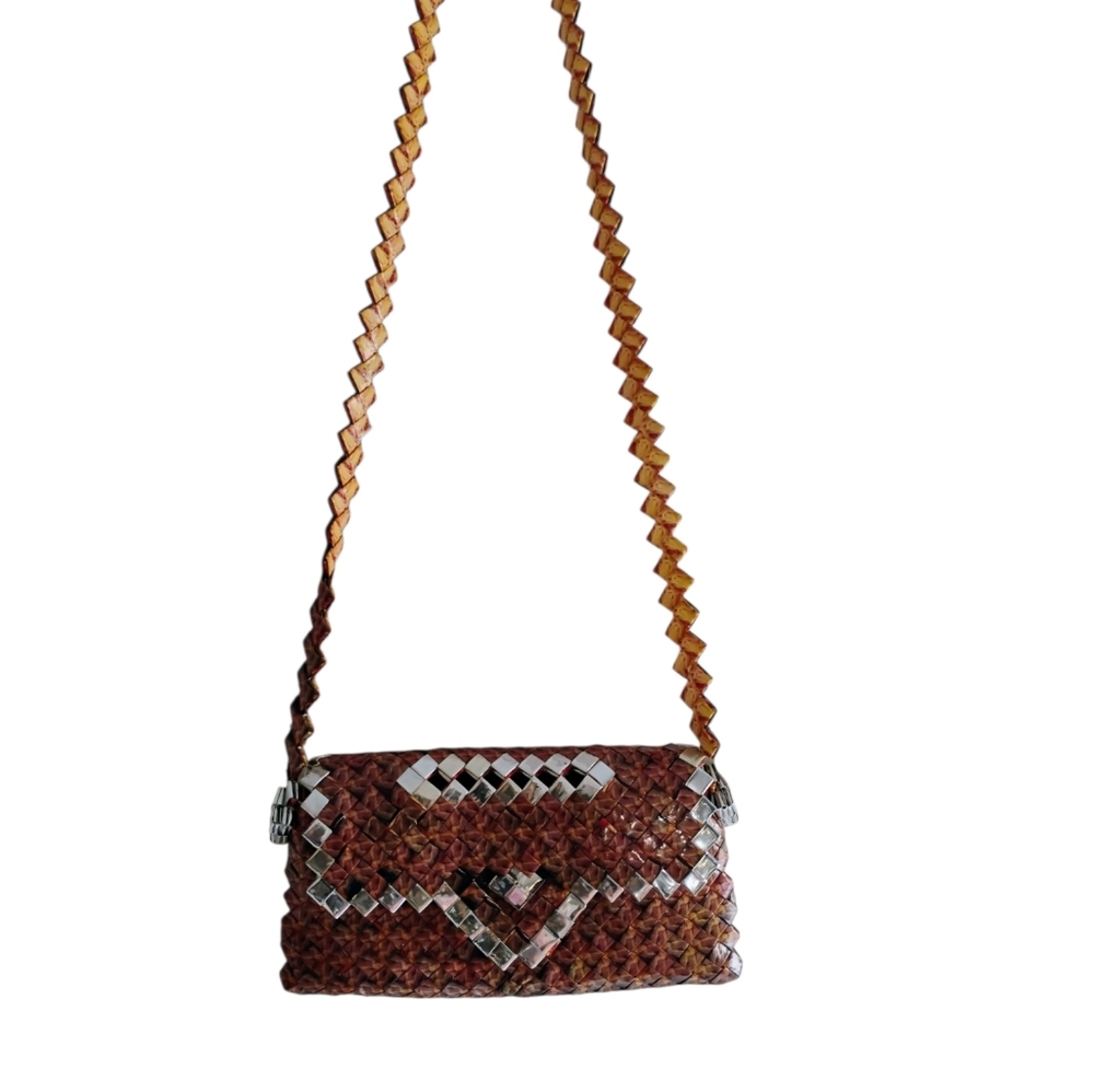 Rare Woven Handmade Magazine Crossbody Boho Bag